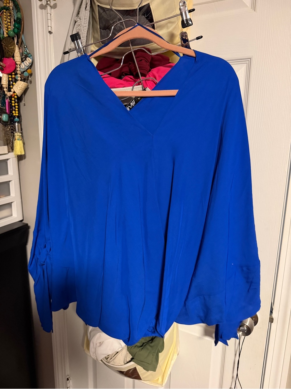 Zara Cobalt Blue V-Neck Blouse
